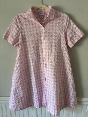 Lisa Marie Fernandez for Target Seersucker Pink Gingham Shirt Dress w/Pockets
